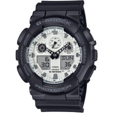 Casio G-Shock GA-100WD-1AER Ανδρικό Αναλογικό-Ψηφιακό Ρολόι Μαύρο με Λευκό Καντράν, Χρονόμετρο 1/1000 και Αντοχή στο Νερό 200m